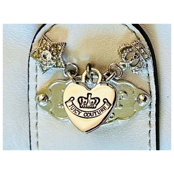 Vintage Juicy Couture White Leather Accordion Wallet with Heart and Crown Charms - Picture 5 of 8